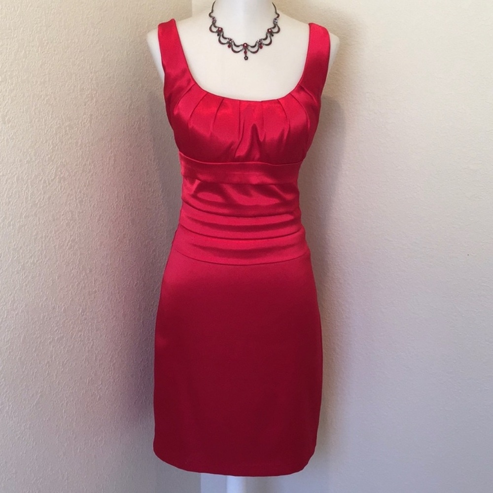 B. Darlin Red Satin Dress perfect Christmas Party Dress Size 3/4